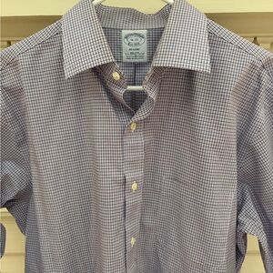 Brooks Brothers Blue and White Checkered Dress Shirt Sz 16 33